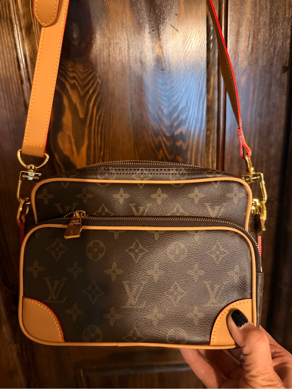 Designer Inspired Brown Monogram Crossbody Bag - Luxury Canvas Shoulder Bag